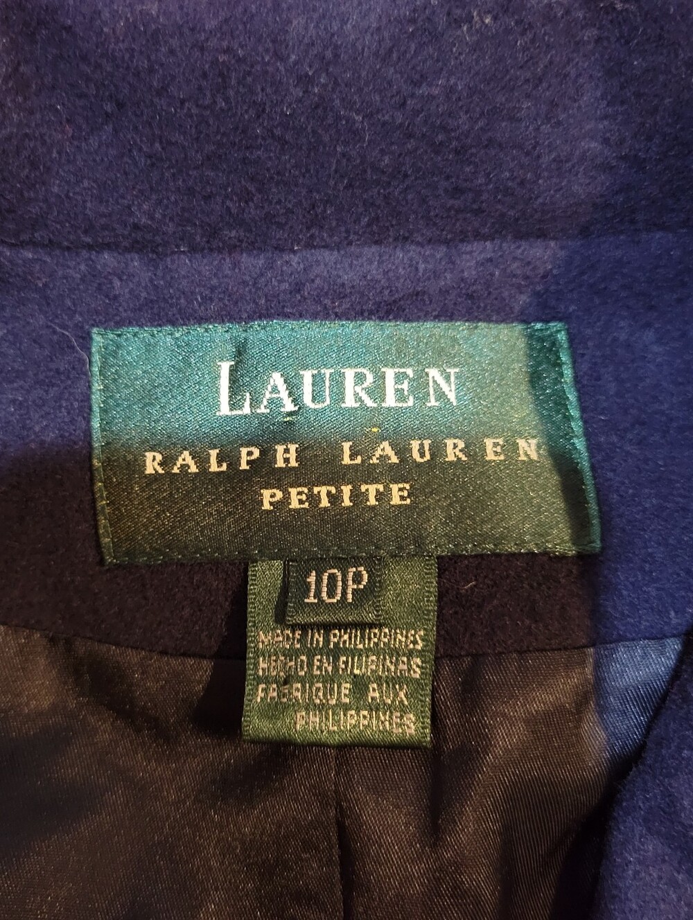 Vintage Lauren Ralph Lauren Petite Dark Blue Wool and Cashmere Blend Blazer 10P - Picture 7 of 12